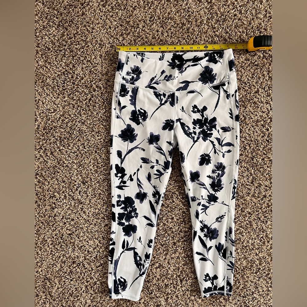 Athleta Leggings Womens Large Multicolor Floral High Rise Yoga Workout Pants